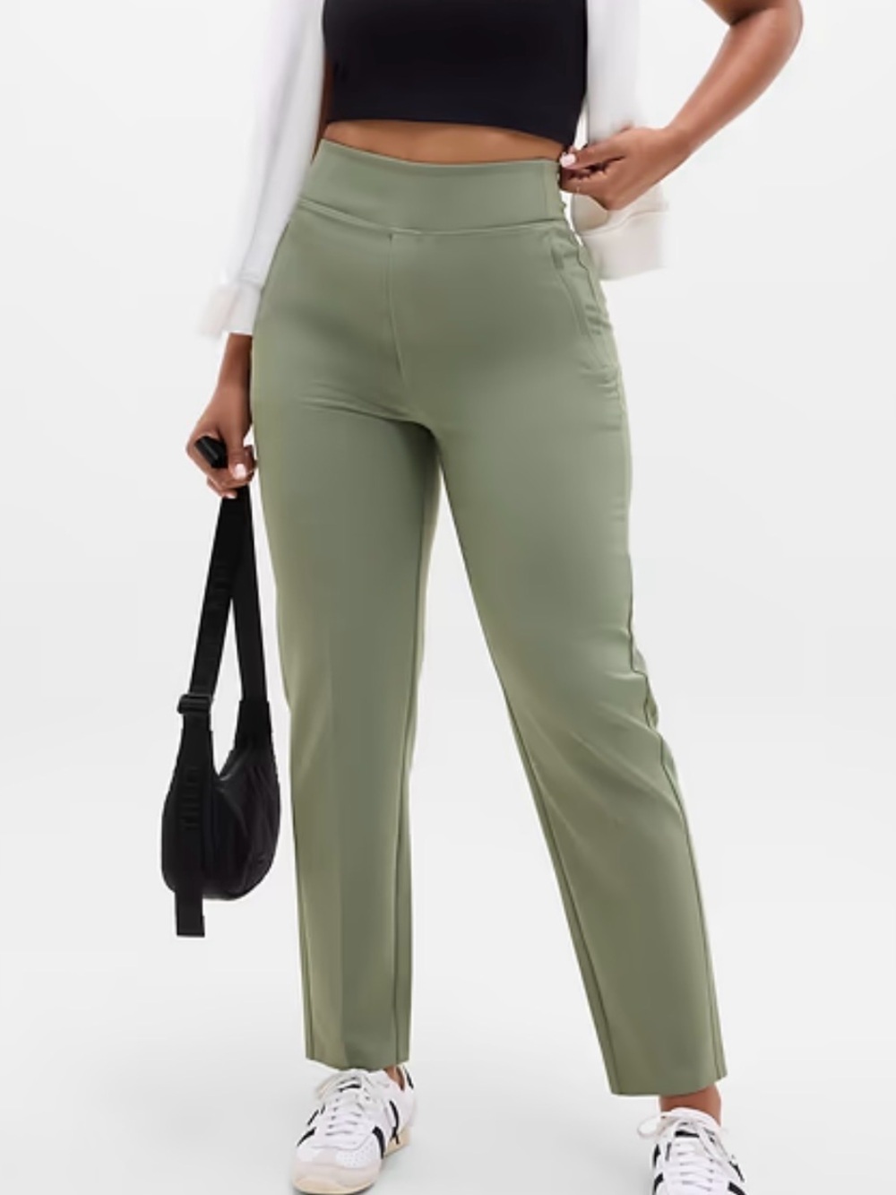 Athleta Endless High Rise Pant 12 Tall Sage Green Stretch Travel Work Pants